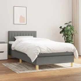 Box spring bed with dark gray fabric mattress 80x200 cm by , Beds and slatted bases - Ref: Foro24-3140730, Price: 314,38 €, D...