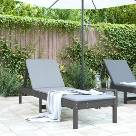 Solid gray pine wood lounger 199.5x60x74 cm by , Loungers - Ref: Foro24-825069, Price: 86,20 €, Discount: %