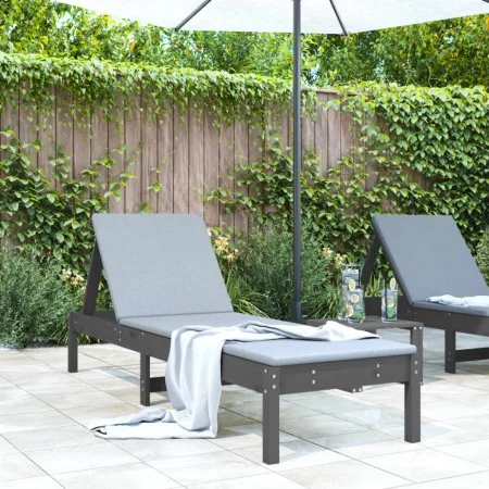 Tumbona madera maciza de pino gris 199,5x60x74 cm de , Tumbonas - Ref: Foro24-825069, Precio: 86,20 €, Descuento: %