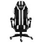 Silla gaming con reposapiés cuero sintético negro y blanco en Sillas de oficina | Comprar online en Foru.es