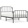 Estructura de cama con cabecero y estribo metal negro 100x190cm de , Camas y somieres - Ref: Foro24-373899, Precio: 74,26 €, ...
