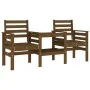 Banco jardín con mesa 2 plazas madera maciza pino marrón miel de , Bancos de jardín - Ref: Foro24-825159, Precio: 177,25 €, D...