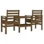 Banco jardín con mesa 2 plazas madera maciza pino marrón miel de , Bancos de jardín - Ref: Foro24-825159, Precio: 177,25 €, D...