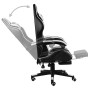 Silla gaming con reposapiés cuero sintético negro y blanco en Sillas de oficina | Comprar online en Foru.es
