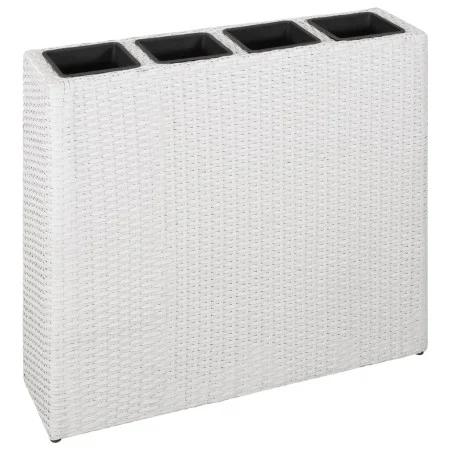 Jardinera alta con 4 macetas ratán sintético blanco de vidaXL, Maceteros y jardineras - Ref: Foro24-45427, Precio: 135,01 €, ...
