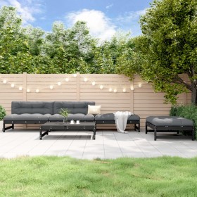 Juego de sofás de jardín 5 piezas madera maciza de pino negro de , Conjuntos de jardín - Ref: Foro24-3186603, Precio: 487,68 ...
