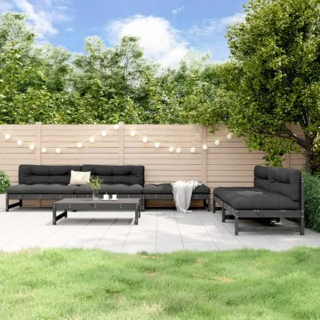 Mesa y taburetes altos jardín 6 pzas madera maciza de pino gris de , Conjuntos de jardín - Ref: Foro24-3186615, Precio: 597,5...