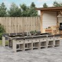 Set comedor jardín y cojines 13 pzas ratán sintético gris claro en Conjuntos de jardín | Comprar online en Foru.es