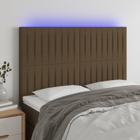 Cabecero con luces LED tela marrón oscuro 144x5x118/128 cm de , Cabeceros y pies de cama - Ref: Foro24-3122663, Precio: 105,8...