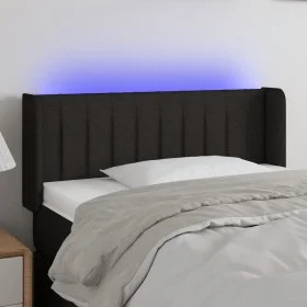 Cabecero con LED de tela negro 93x16x78/88 cm de , Cabeceros y pies de cama - Ref: Foro24-3123458, Precio: 45,64 €, Descuento: %