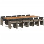 Set comedor de jardín con cojines 13 pzas ratán sintético gris en Conjuntos de jardín | Comprar online en Foru.es