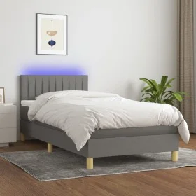 Boxspringbett mit Matratze und dunkelgrauem LED-Stoff 80x200 cm von , Betten und Lattenroste - Ref: Foro24-3133830, Preis: 30...
