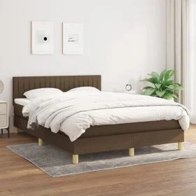 Box spring bed with dark brown fabric mattress 140x200 cm by , Beds and slatted bases - Ref: Foro24-3140780, Price: 411,53 €,...