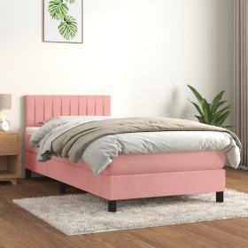 Cama box spring con colchón terciopelo rosa 90x190 cm de , Camas y somieres - Ref: Foro24-3141400, Precio: 317,54 €, Descuent...