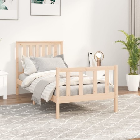 Estructura de cama con cabecero madera maciza pino 100x200 cm de , Camas y somieres - Ref: Foro24-3188196, Precio: 117,13 €, ...