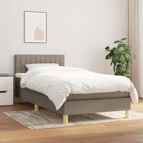 Box spring bed with taupe gray fabric mattress 90x200 cm by , Beds and slatted bases - Ref: Foro24-3140749, Price: 302,73 €, ...