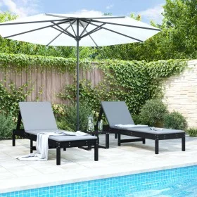 Tumbonas con mesa 2 uds madera maciza de pino negro de , Tumbonas - Ref: Foro24-3157683, Precio: 239,41 €, Descuento: %