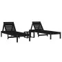 Tumbonas con mesa 2 uds madera maciza de pino negro de , Tumbonas - Ref: Foro24-3157683, Precio: 239,41 €, Descuento: %