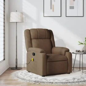 Sillón reclinable con masaje de tela marrón de , Sillones - Ref: Foro24-373552, Precio: 224,36 €, Descuento: %
