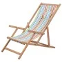 Silla de playa plegable tela y estructura de madera multicolor de vidaXL, Sillas de jardín - Ref: Foro24-43998, Precio: 79,70...