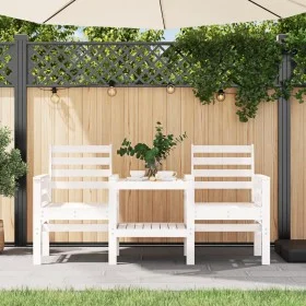 Banco de jardín con mesa 2 plazas madera maciza de pino blanco de , Bancos de jardín - Ref: Foro24-825157, Precio: 171,95 €, ...