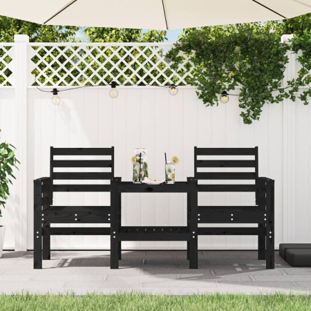 Banco de jardín con mesa 2 plazas madera maciza de pino negro de , Bancos de jardín - Ref: Foro24-825160, Precio: 174,37 €, D...