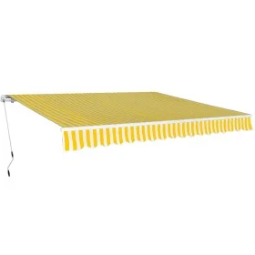Toldo plegable de operación manual 400 cm amarillo y blanco de vidaXL, Toldos - Ref: Foro24-275574, Precio: 526,41 €, Descuen...