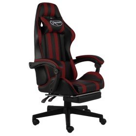 Silla gaming con reposapiés cuero sintético negro y rojo tinto en Sillas de oficina | Comprar online en Foru.es