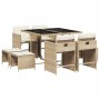 Set comedor de jardín 9 pzas con cojines ratán sintético beige en Conjuntos de jardín | Comprar online en Foru.es