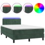 Cama box spring colchón y LED terciopelo verde oscuro 120x200cm de , Camas y somieres - Ref: Foro24-3134516, Precio: 380,68 €...