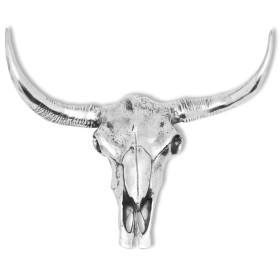 Cráneo de toro decorativo de pared aluminio plateado de , Figuras, esculturas y estatuas - Ref: Foro24-243483, Precio: 107,77...