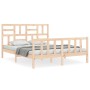 Estructura de cama de matrimonio con cabecero madera maciza de , Camas y somieres - Ref: Foro24-3193081, Precio: 154,52 €, De...