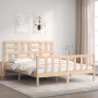 Estructura de cama de matrimonio con cabecero madera maciza de , Camas y somieres - Ref: Foro24-3193081, Precio: 154,52 €, De...