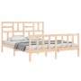 Estructura de cama de matrimonio con cabecero madera maciza de , Camas y somieres - Ref: Foro24-3193081, Precio: 154,52 €, De...