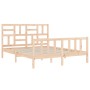 Estructura de cama de matrimonio con cabecero madera maciza de , Camas y somieres - Ref: Foro24-3193081, Precio: 154,52 €, De...