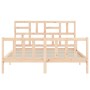 Estructura de cama de matrimonio con cabecero madera maciza de , Camas y somieres - Ref: Foro24-3193081, Precio: 154,52 €, De...