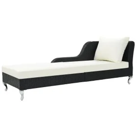 Tumbona de jardín con cojín ratán sintético negro de vidaXL, Tumbonas - Ref: Foro24-44749, Precio: 316,57 €, Descuento: %