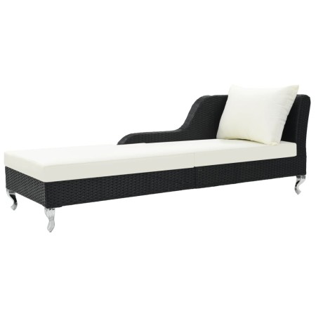 Tumbona de jardín con cojín ratán sintético negro de vidaXL, Tumbonas - Ref: Foro24-44749, Precio: 321,00 €, Descuento: %