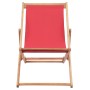 Silla de playa plegable de tela y estructura de madera roja de vidaXL, Sillas de jardín - Ref: Foro24-43999, Precio: 42,87 €,...
