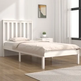 Massives Bettgestell aus weißem Kiefernholz, 75 x 190 cm von , Betten und Lattenroste - Ref: Foro24-3103804, Preis: 98,43 €, ...