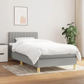 Box spring bed with light gray fabric mattress 80x200 cm by , Beds and slatted bases - Ref: Foro24-3140729, Price: 274,34 €, ...