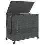 Cesto para ropa sucia con ruedas ratán gris 66x35x60 cm de , Cestas para ropa - Ref: Foro24-372046, Precio: 74,92 €, Descuent...