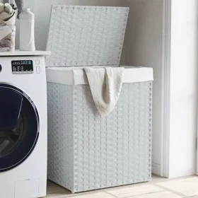 Laundry basket with lid white synthetic rattan 46x33x60 cm by , Laundry baskets - Ref: Foro24-372033, Price: 54,76 €, Discoun...