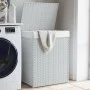 Cesto de ropa sucia con tapa ratán sintético blanco 46x33x60 cm de , Cestas para ropa - Ref: Foro24-372033, Precio: 54,76 €, ...
