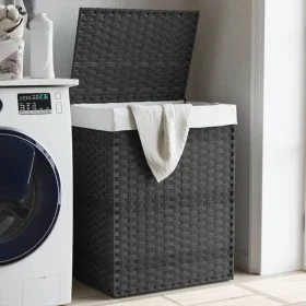 Cesto para ropa sucia con tapa ratán sintético gris 46x33x60 cm de , Cestas para ropa - Ref: Foro24-372031, Precio: 53,47 €, ...
