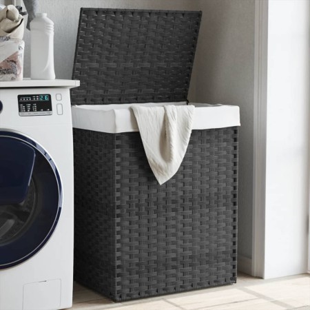 Cesto para ropa sucia con tapa ratán sintético gris 46x33x60 cm de , Cestas para ropa - Ref: Foro24-372031, Precio: 57,03 €, ...