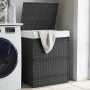 Cesto para ropa sucia con tapa ratán sintético gris 46x33x60 cm de , Cestas para ropa - Ref: Foro24-372031, Precio: 53,47 €, ...