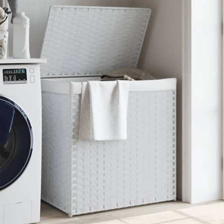 Cesto ropa sucia 2 secciones ratán sintético blanco 53x35x57 cm de , Cestas para ropa - Ref: Foro24-372038, Precio: 60,78 €, ...