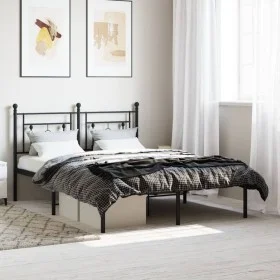 Bed frame with black metal headboard 140x200 cm by , Beds and slatted bases - Ref: Foro24-374340, Price: 104,77 €, Discount: %