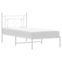 Estructura de cama de metal con cabecero blanco 90x190 cm de , Camas y somieres - Ref: Foro24-374380, Precio: 64,17 €, Descue...